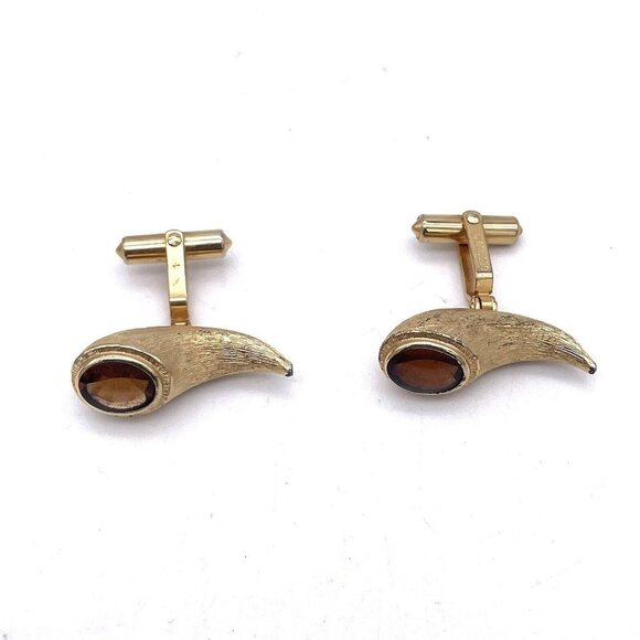 RALPH DESTINO VINTAGE LARGE GOLD TONE BEADED SCULPTURE MODERNIST CUFFLINKS